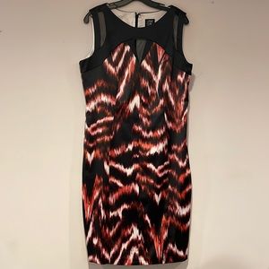 JAX  New Black/ Multi Satin Cocktail Dress- Size 14